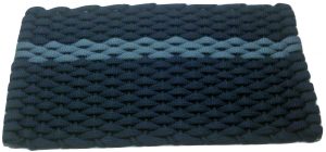 #345 Rockport Rope Mat Navy - Offset Light Blue Stripe