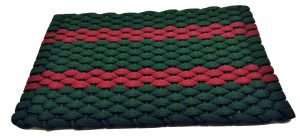 #361 Rockport Rope Mat Green 2 Red Stripes